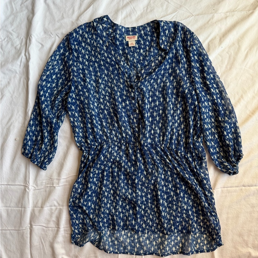 Mossimo Supply Co. Navy and White Patterned Tunic